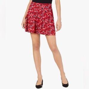 Maison Jules Red Floral A-Line Skirt